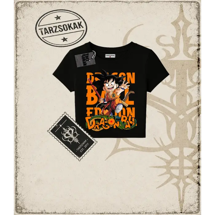 Dragon Ball Anime Baskılı Kadın Baby Tee