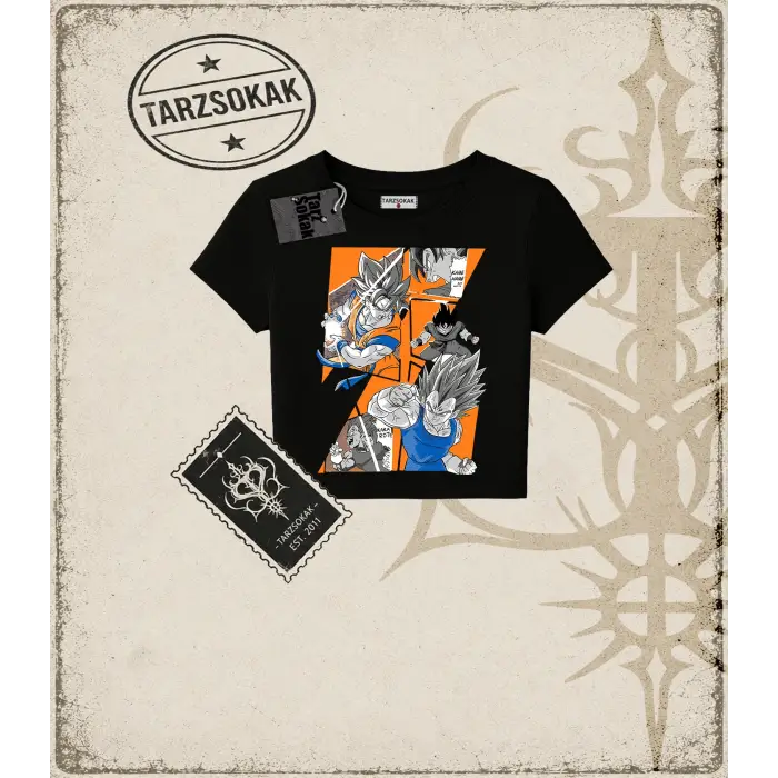 Dragon Ball Anime Baskılı Kadın Baby Tee