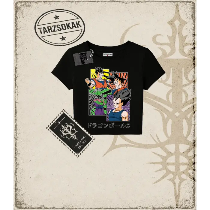 Dragon Ball Anime Baskılı Kadın Baby Tee