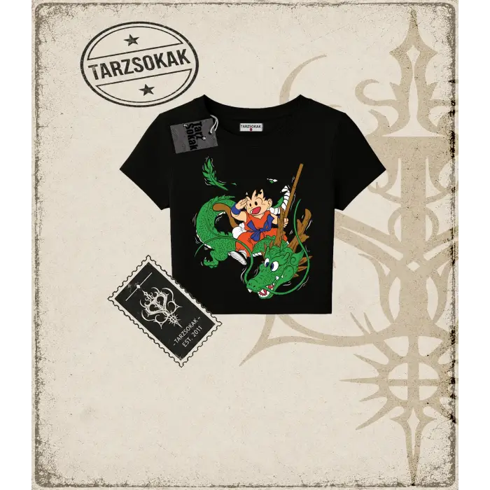 Dragon Ball Anime Baskılı Kadın Baby Tee