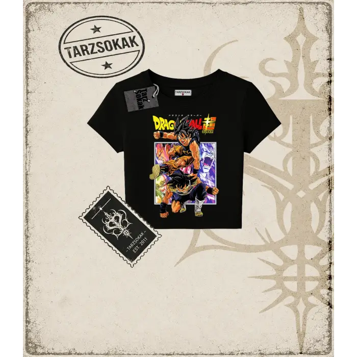 Dragon Ball Anime Baskılı Kadın Baby Tee