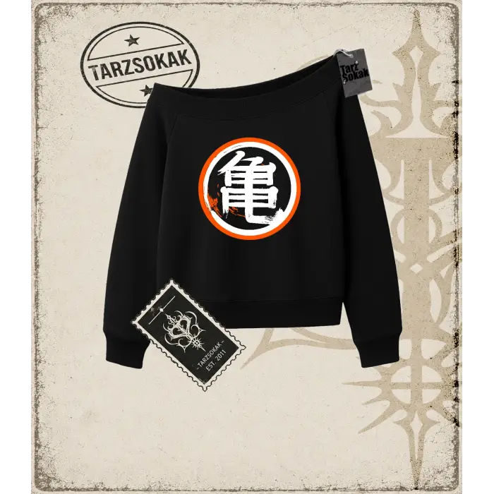 Dragon Ball Anime Baskılı Kadın Kayık Yaka Sweatshirt