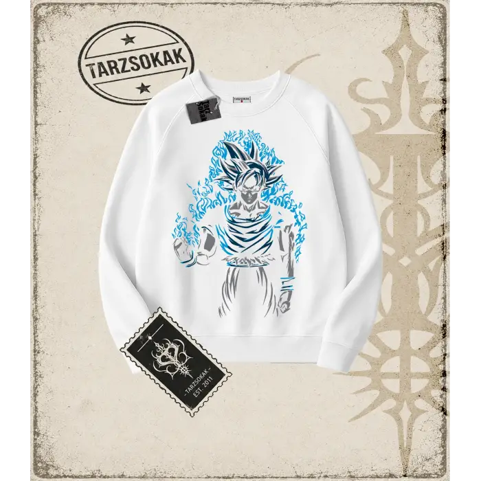 Dragon Ball Anime Baskılı Oversize Unisex Bisiklet Yaka Sweatshirt