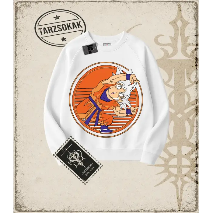 Dragon Ball Anime Baskılı Oversize Unisex Bisiklet Yaka Sweatshirt