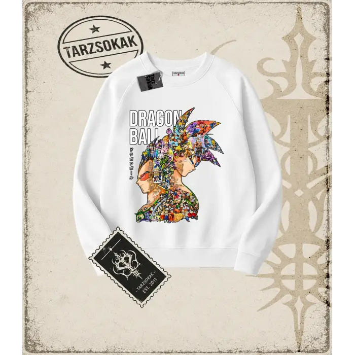 Dragon Ball Anime Baskılı Oversize Unisex Bisiklet Yaka Sweatshirt