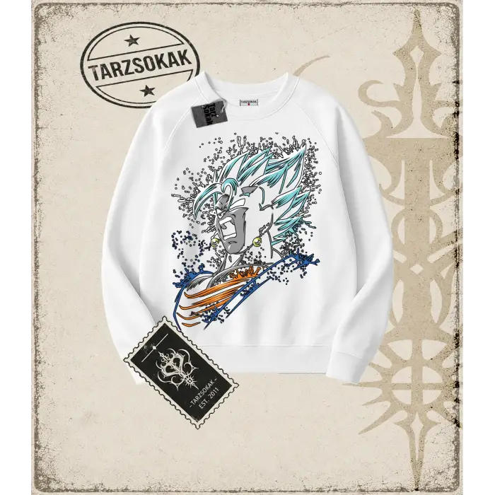 Dragon Ball Anime Baskılı Oversize Unisex Bisiklet Yaka Sweatshirt