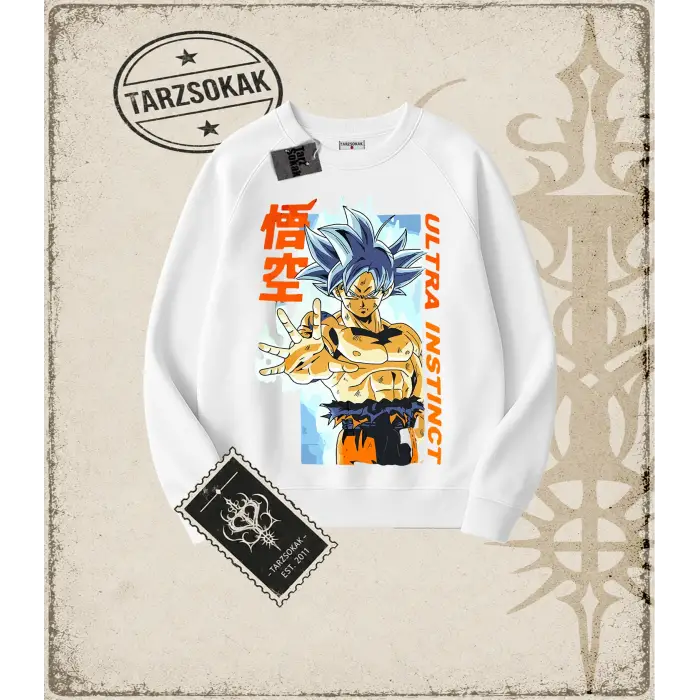 Dragon Ball Anime Baskılı Oversize Unisex Bisiklet Yaka Sweatshirt