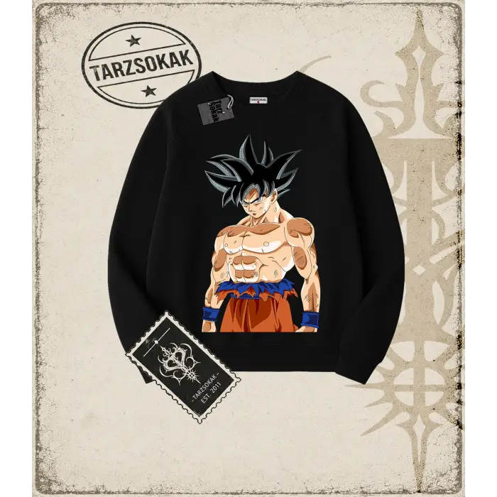 Dragon Ball Anime Baskılı Oversize Unisex Bisiklet Yaka Sweatshirt
