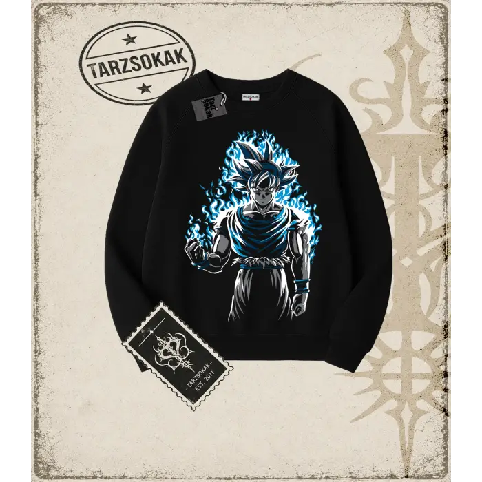 Dragon Ball Anime Baskılı Oversize Unisex Bisiklet Yaka Sweatshirt