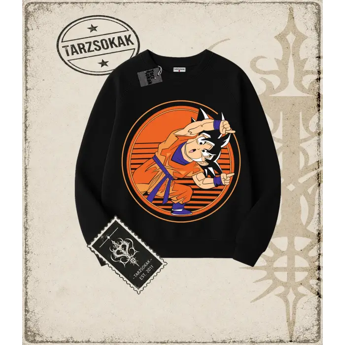 Dragon Ball Anime Baskılı Oversize Unisex Bisiklet Yaka Sweatshirt