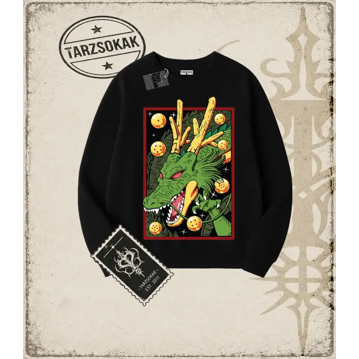 Dragon Ball Anime Baskılı Oversize Unisex Bisiklet Yaka Sweatshirt