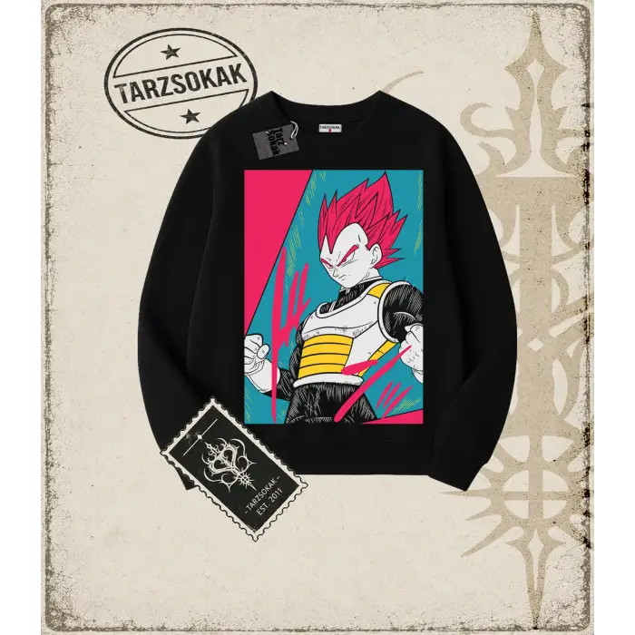 Dragon Ball Anime Baskılı Oversize Unisex Bisiklet Yaka Sweatshirt
