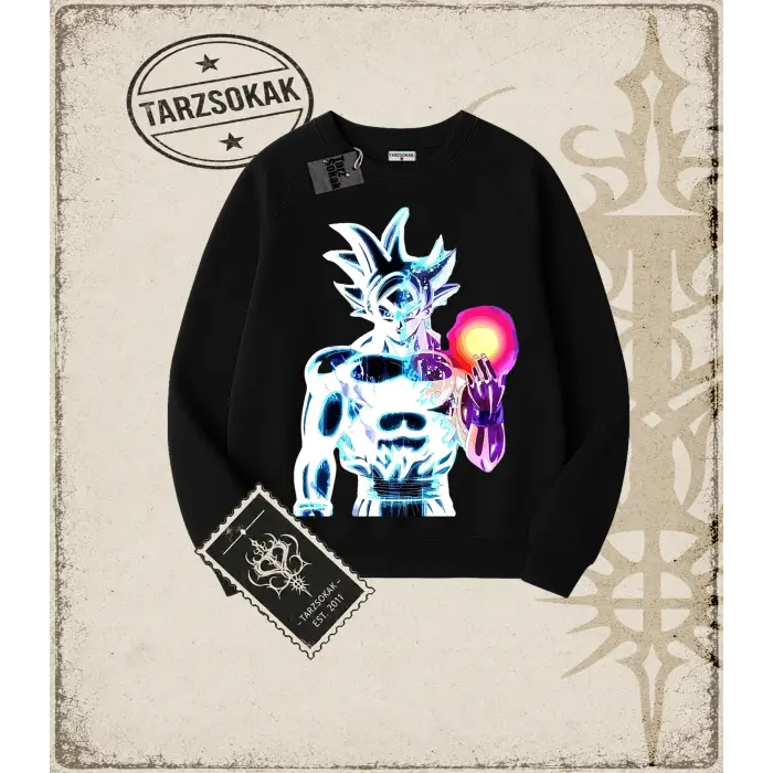Dragon Ball Anime Baskılı Oversize Unisex Bisiklet Yaka Sweatshirt