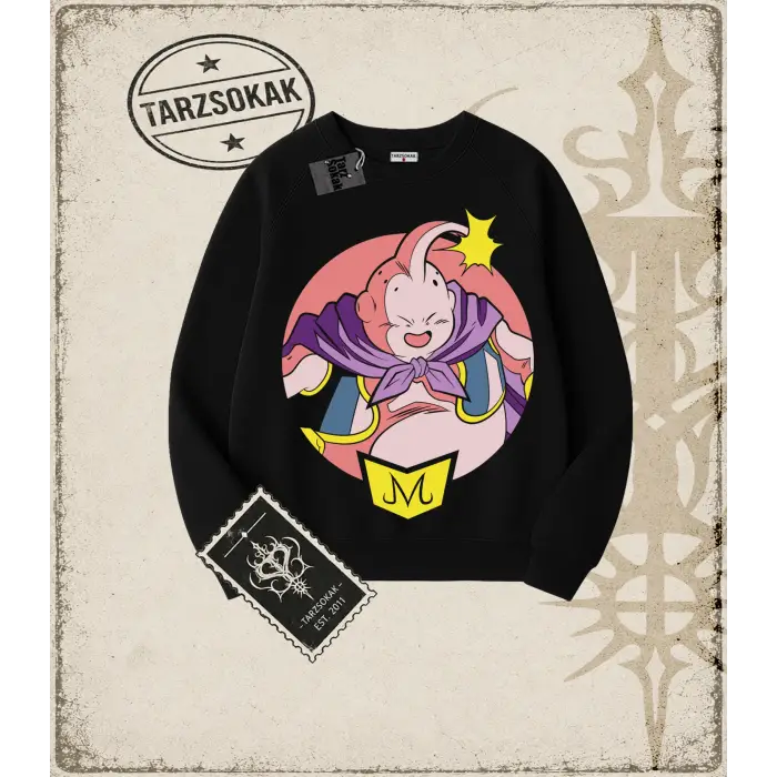 Dragon Ball Anime Baskılı Oversize Unisex Bisiklet Yaka Sweatshirt