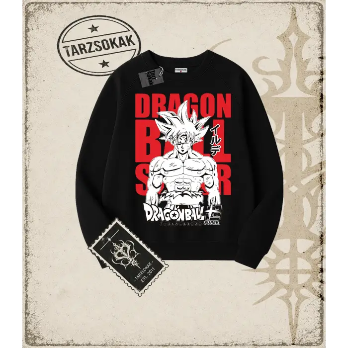Dragon Ball Anime Baskılı Oversize Unisex Bisiklet Yaka Sweatshirt