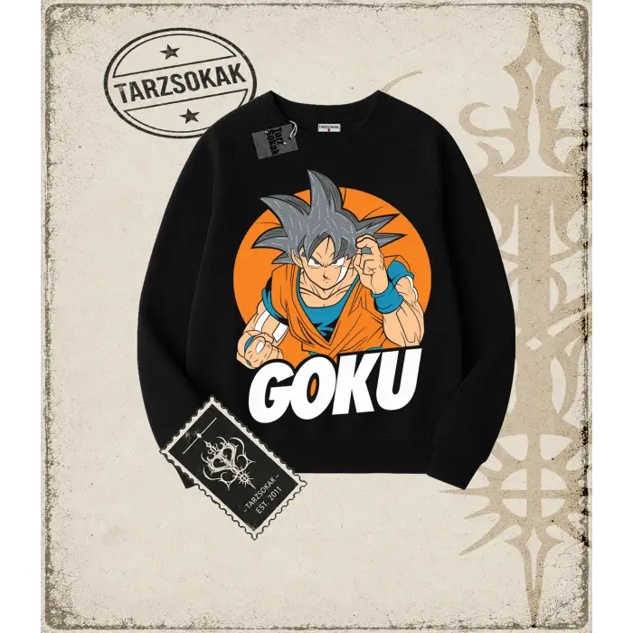 Dragon Ball Anime Baskılı Oversize Unisex Bisiklet Yaka Sweatshirt