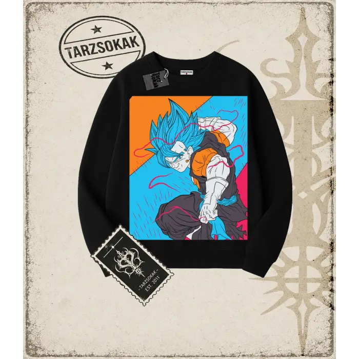 Dragon Ball Anime Baskılı Oversize Unisex Bisiklet Yaka Sweatshirt