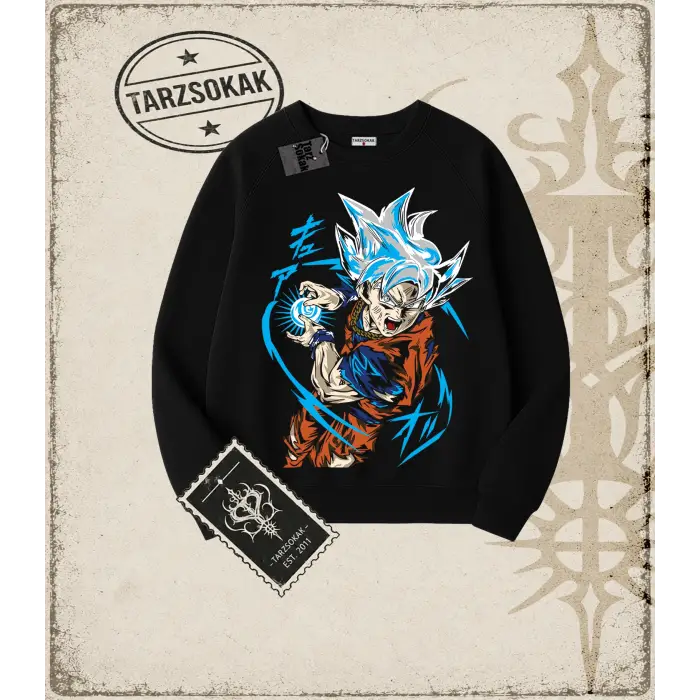 Dragon Ball Anime Baskılı Oversize Unisex Bisiklet Yaka Sweatshirt