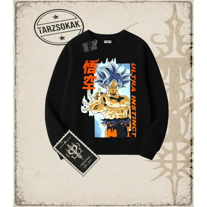 Dragon Ball Anime Baskılı Oversize Unisex Bisiklet Yaka Sweatshirt