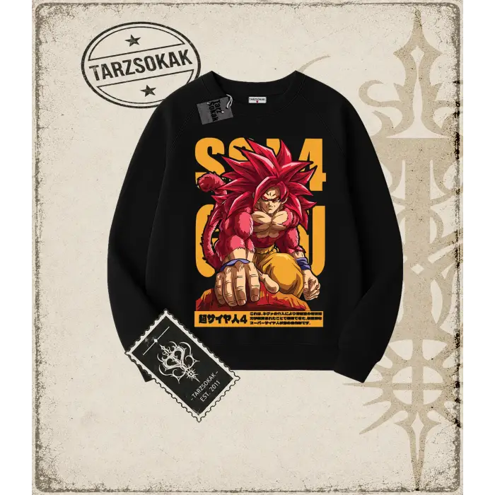 Dragon Ball Anime Baskılı Oversize Unisex Bisiklet Yaka Sweatshirt
