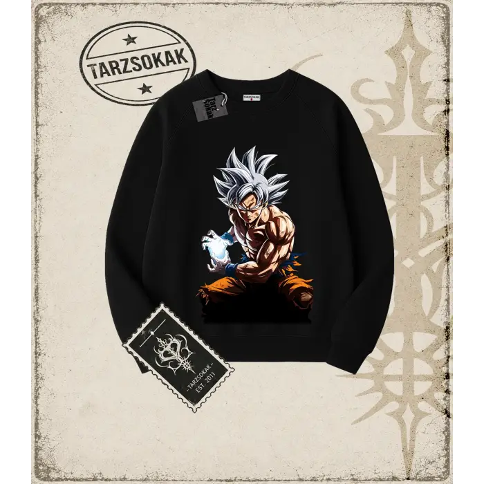Dragon Ball Anime Baskılı Oversize Unisex Bisiklet Yaka Sweatshirt