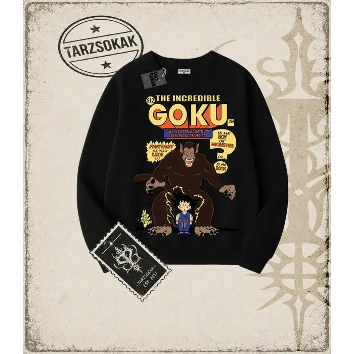 Dragon Ball Anime Baskılı Oversize Unisex Bisiklet Yaka Sweatshirt