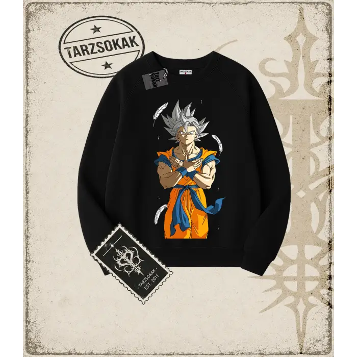 Dragon Ball Anime Baskılı Oversize Unisex Bisiklet Yaka Sweatshirt