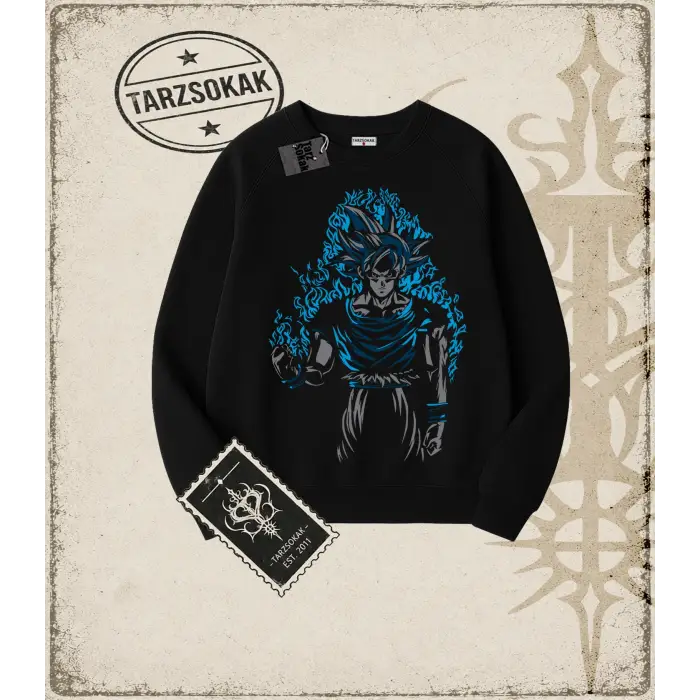 Dragon Ball Anime Baskılı Oversize Unisex Bisiklet Yaka Sweatshirt