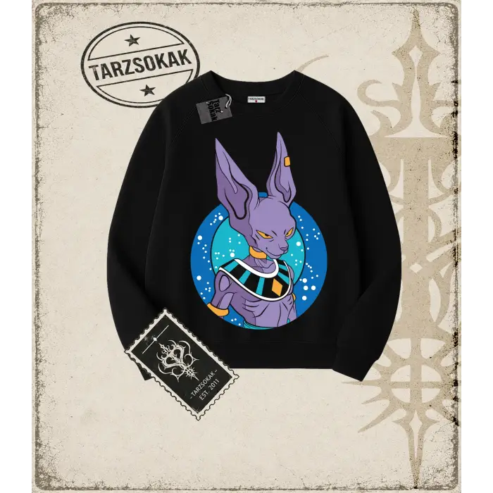 Dragon Ball Anime Baskılı Oversize Unisex Bisiklet Yaka Sweatshirt