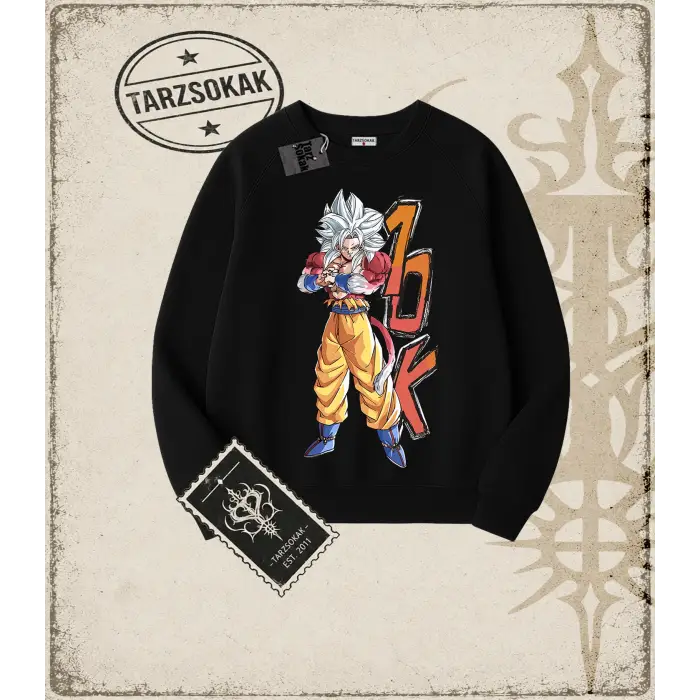 Dragon Ball Anime Baskılı Oversize Unisex Bisiklet Yaka Sweatshirt