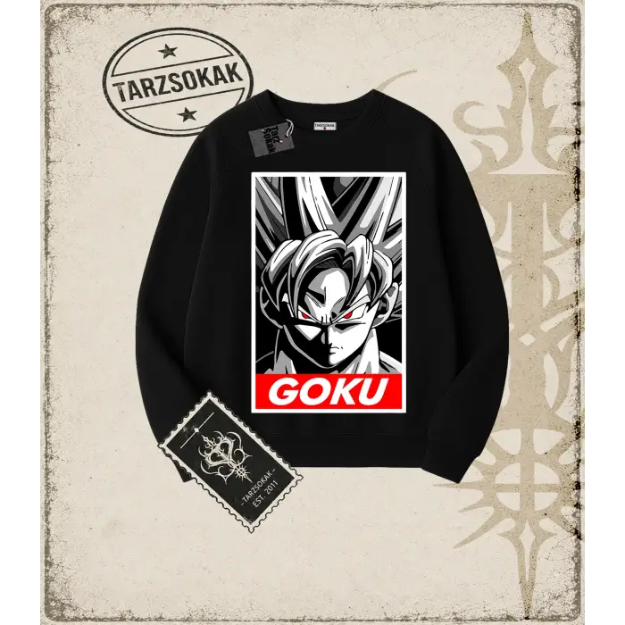 Dragon Ball Anime Baskılı Oversize Unisex Bisiklet Yaka Sweatshirt