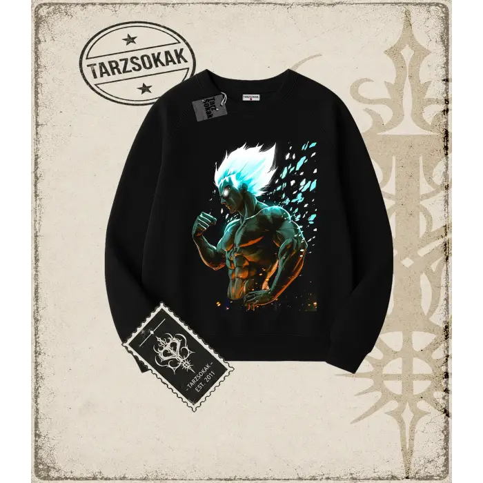 Dragon Ball Anime Baskılı Oversize Unisex Bisiklet Yaka Sweatshirt