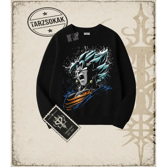 Dragon Ball Anime Baskılı Oversize Unisex Bisiklet Yaka Sweatshirt