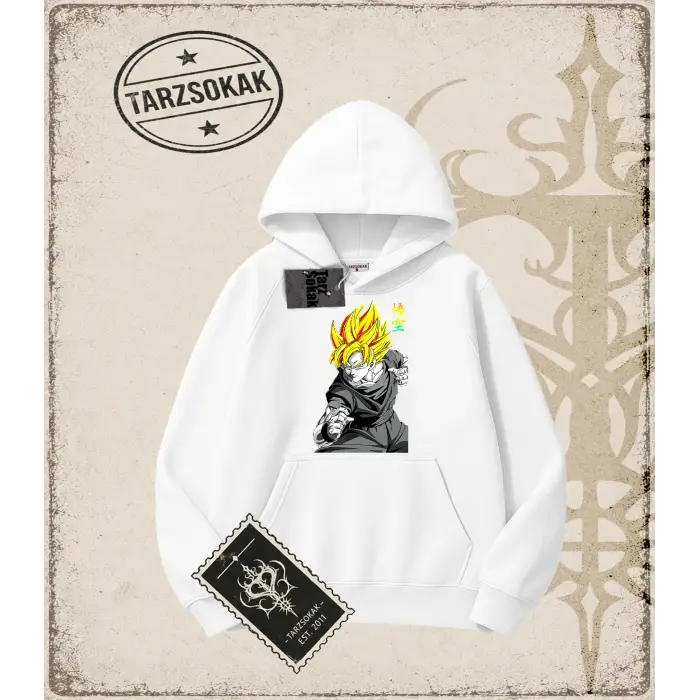 Dragon Ball Anime Baskılı Oversize Unisex Kapşonlu Sweatshirt