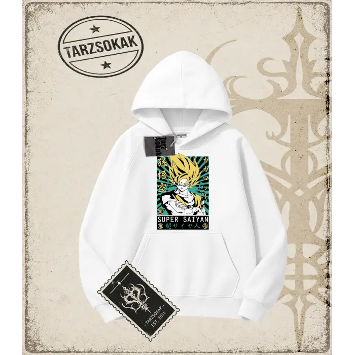 Dragon Ball Anime Baskılı Oversize Unisex Kapşonlu Sweatshirt