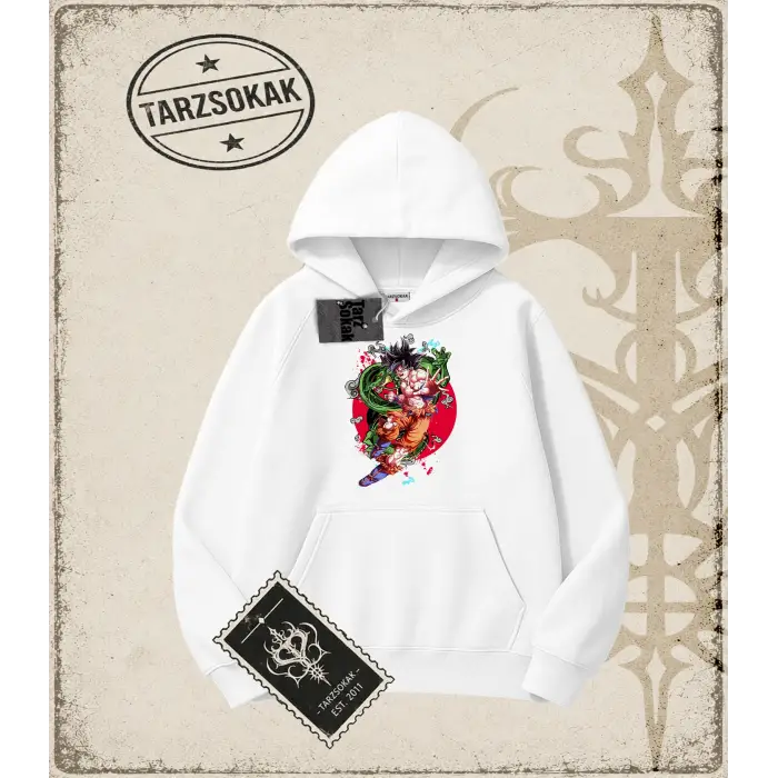 Dragon Ball Anime Baskılı Oversize Unisex Kapşonlu Sweatshirt