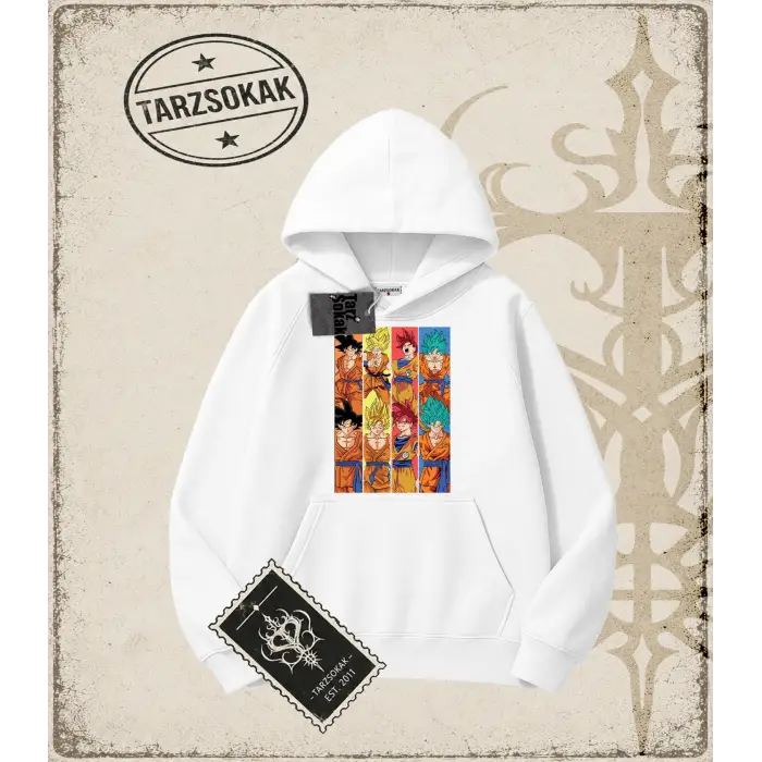 Dragon Ball Anime Baskılı Oversize Unisex Kapşonlu Sweatshirt