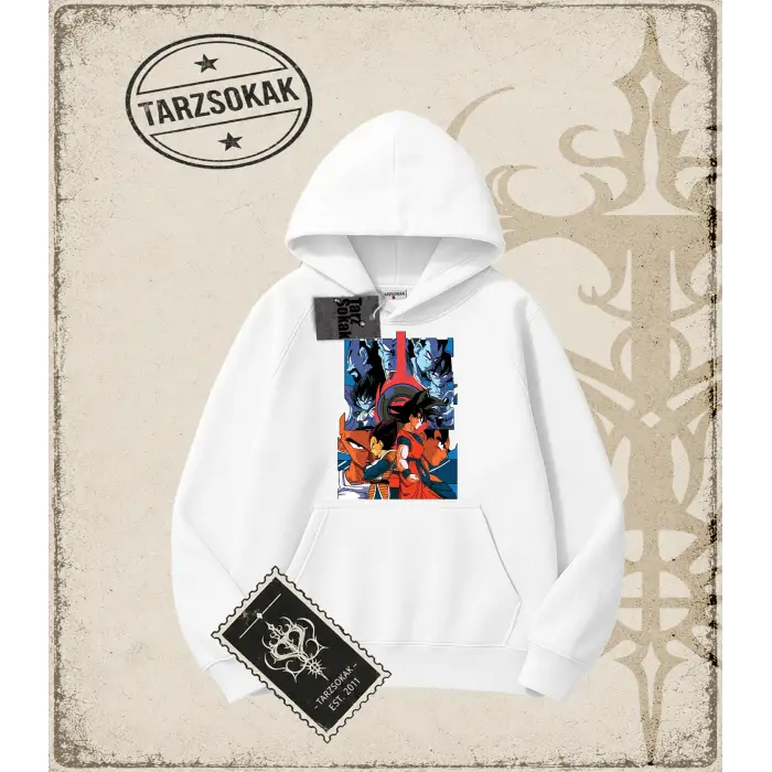 Dragon Ball Anime Baskılı Oversize Unisex Kapşonlu Sweatshirt