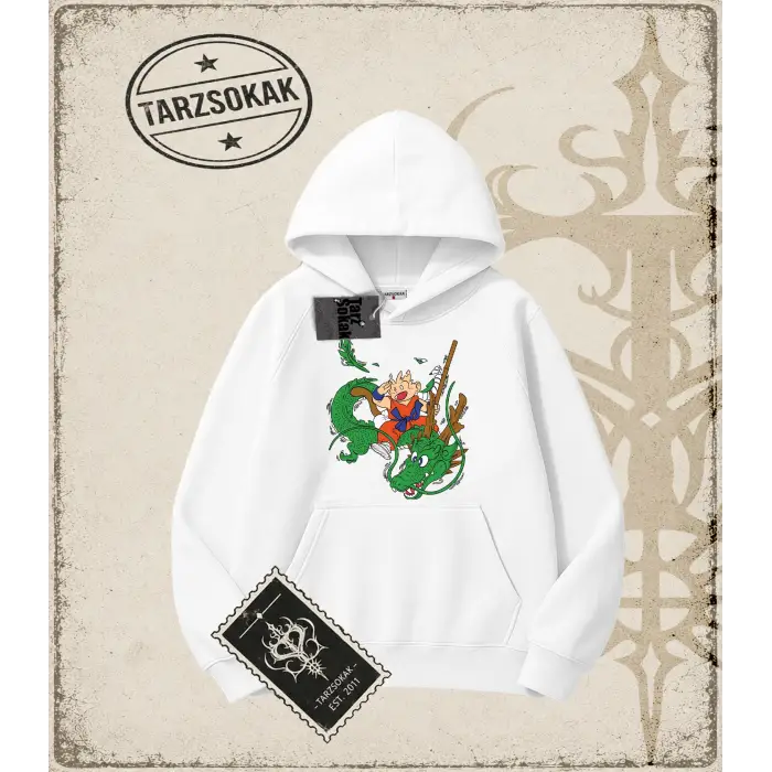 Dragon Ball Anime Baskılı Oversize Unisex Kapşonlu Sweatshirt