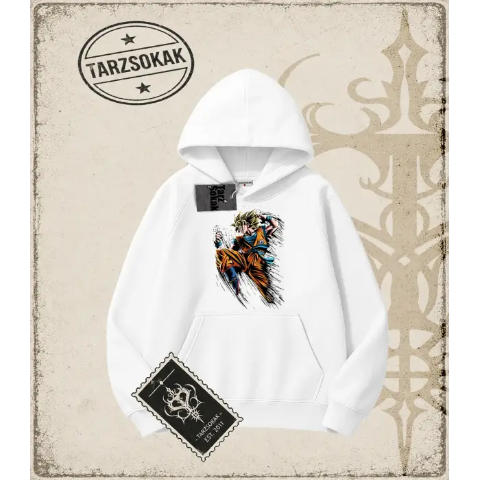 Dragon Ball Anime Baskılı Oversize Unisex Kapşonlu Sweatshirt