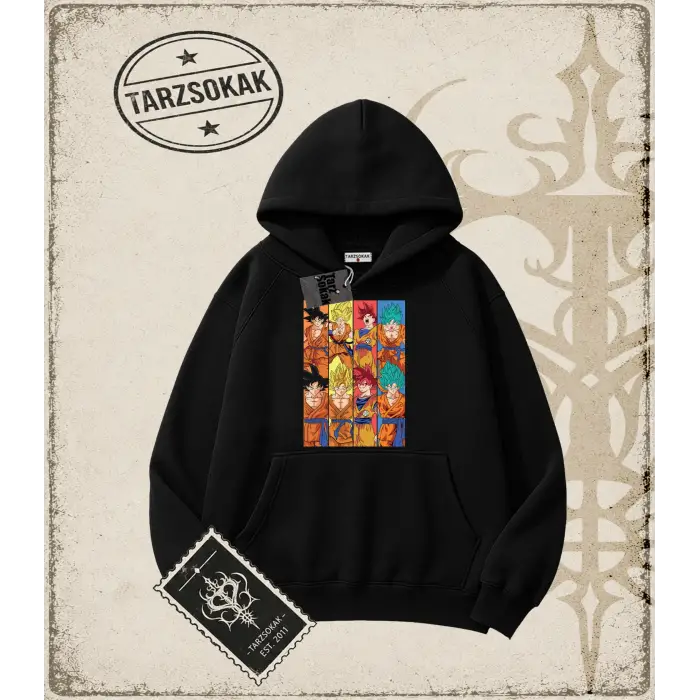 Dragon Ball Anime Baskılı Oversize Unisex Kapşonlu Sweatshirt