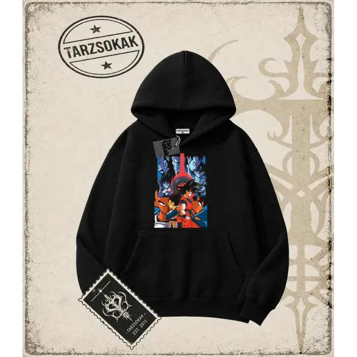 Dragon Ball Anime Baskılı Oversize Unisex Kapşonlu Sweatshirt