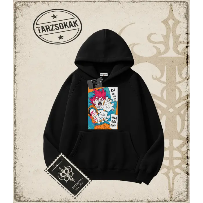 Dragon Ball Anime Baskılı Oversize Unisex Kapşonlu Sweatshirt