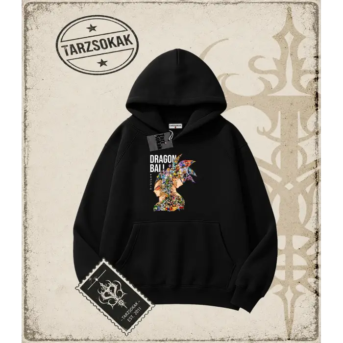 Dragon Ball Anime Baskılı Oversize Unisex Kapşonlu Sweatshirt