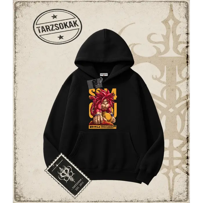 Dragon Ball Anime Baskılı Oversize Unisex Kapşonlu Sweatshirt