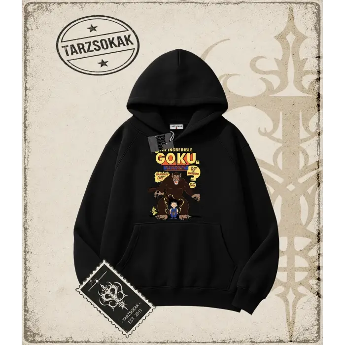 Dragon Ball Anime Baskılı Oversize Unisex Kapşonlu Sweatshirt