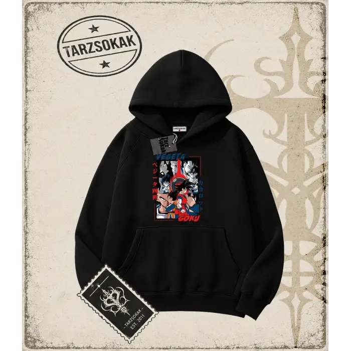 Dragon Ball Anime Baskılı Oversize Unisex Kapşonlu Sweatshirt
