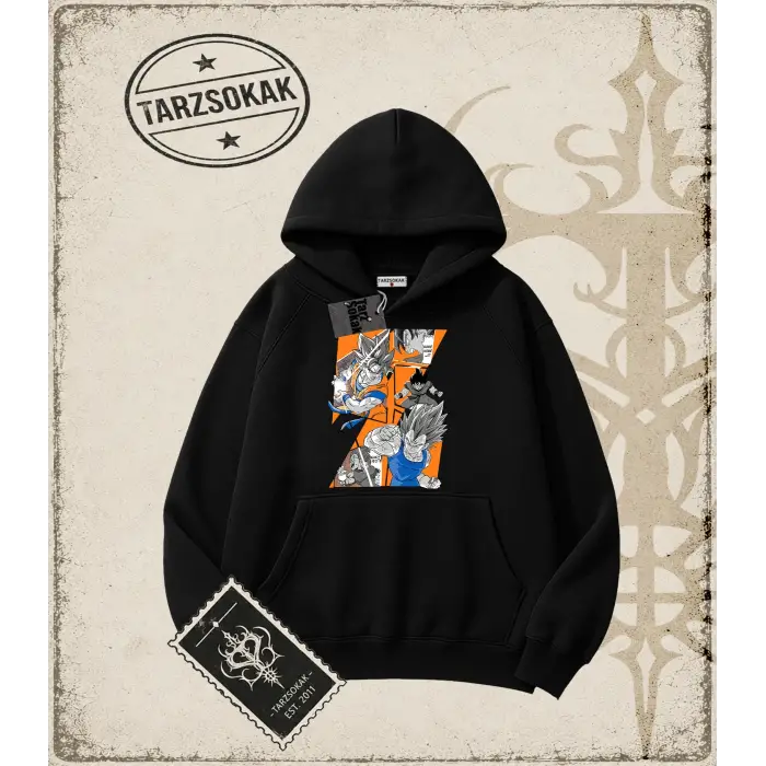 Dragon Ball Anime Baskılı Oversize Unisex Kapşonlu Sweatshirt