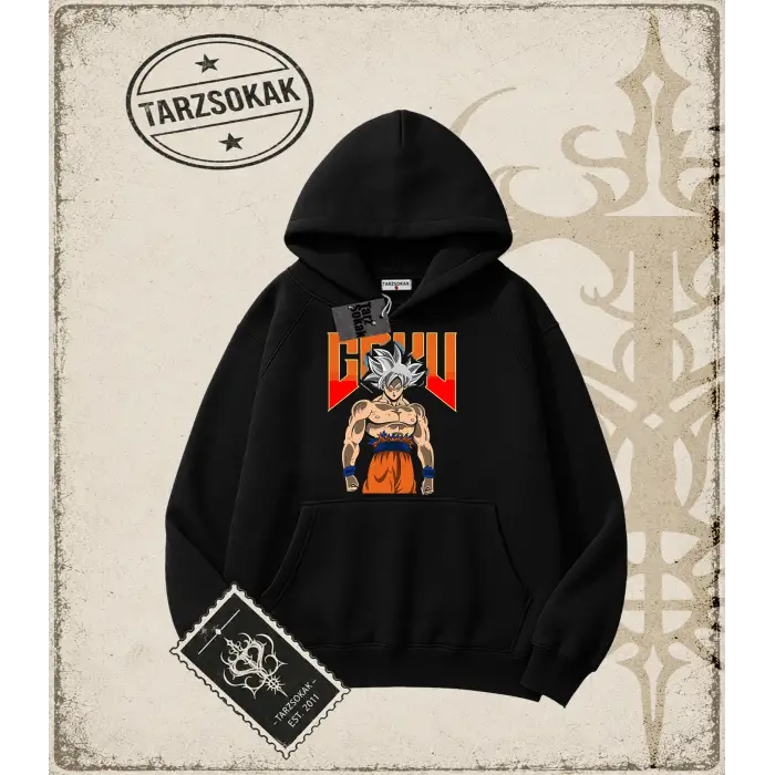 Dragon Ball Anime Baskılı Oversize Unisex Kapşonlu Sweatshirt