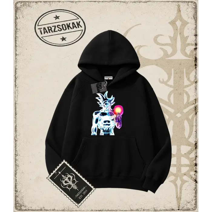 Dragon Ball Anime Baskılı Oversize Unisex Kapşonlu Sweatshirt